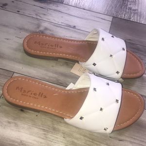 Mariella Womens White Sandals With Studs - Size 9.5 -New With Tags Made In Italy